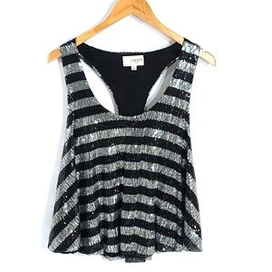 L'atiste silver & black stripe racerback tank SZ M